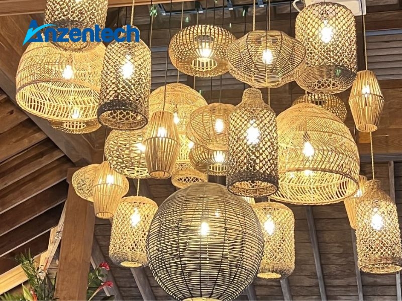 Nhà lắp ghép với đèn chùm mây tre đan – ý tưởng độc đáo nâng tầm thẩm mỹ không gian 